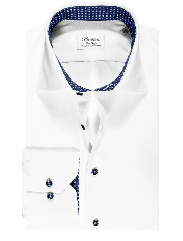 Limited Supply White Plain With Inlay Casual Shirt