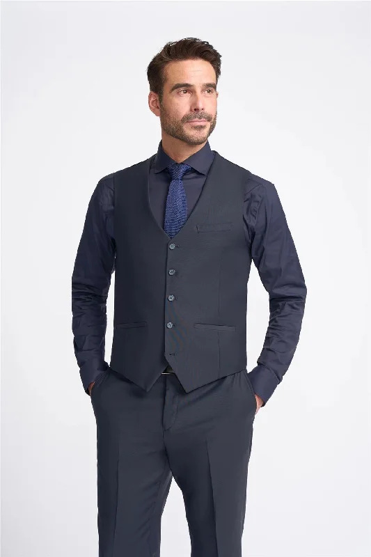 Weekend Discounts to Snag Men's Waistcoat Dark Navy Tailored Fit Vest