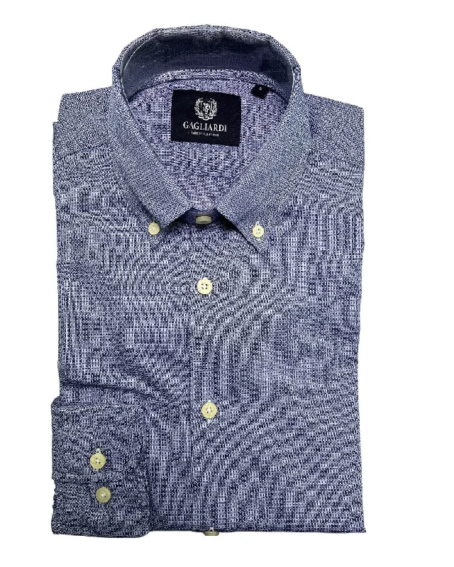 Navy Geometric Button Down Shirt