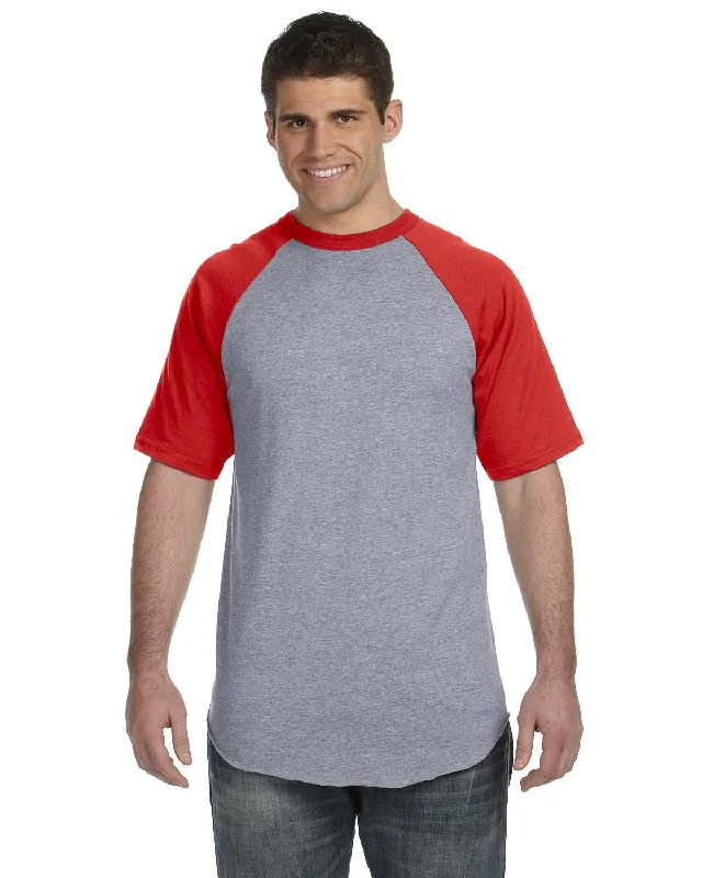 Best Choice Augusta 50/50 Short Sleeve Raglan T-Shirt | Ath Hthr/ Red
