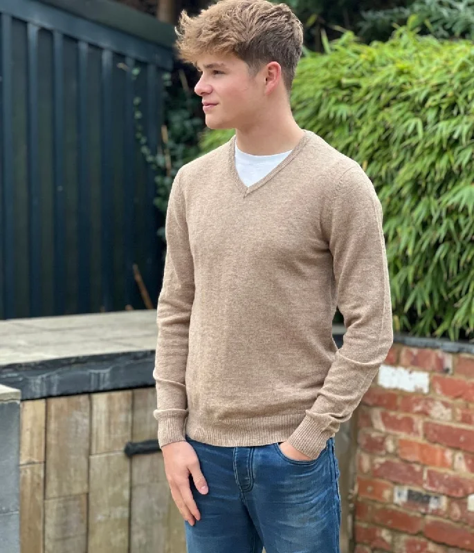 Weekend Deals That Dazzle Natural Men's Wool Rich V Neck Jumper