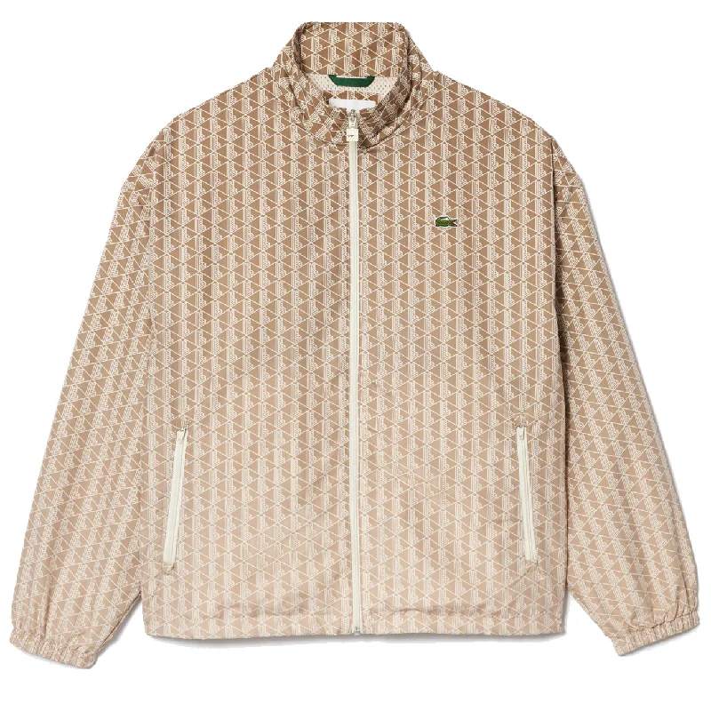 Crazy Deal Lacoste Monogram Print Ombre Effect Sportsuit Jacket Brown / Beige / White Crazy Deal Lacoste Monogram Print Ombre Effect Sportsuit Jacket Brown / Beige / White