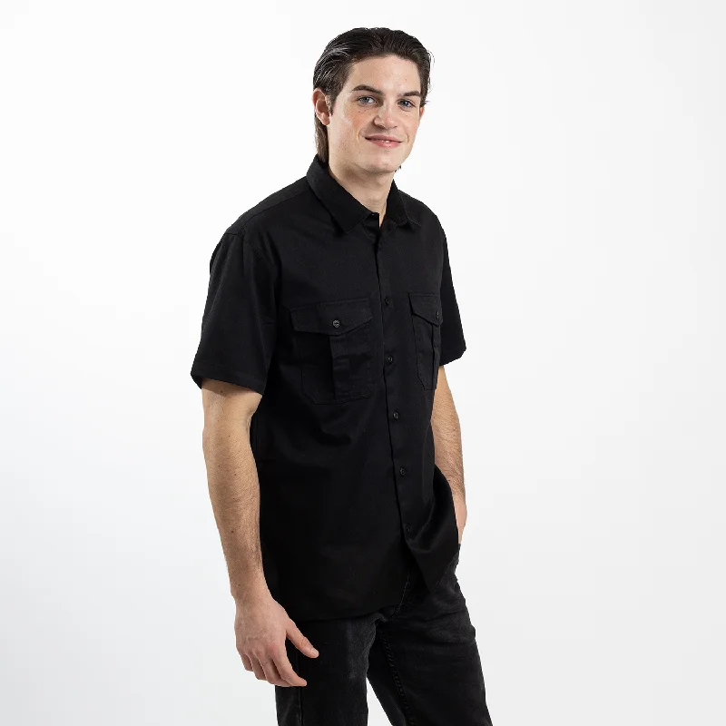 Final Offer Men's Short Sleeve Black Utility Shirt
