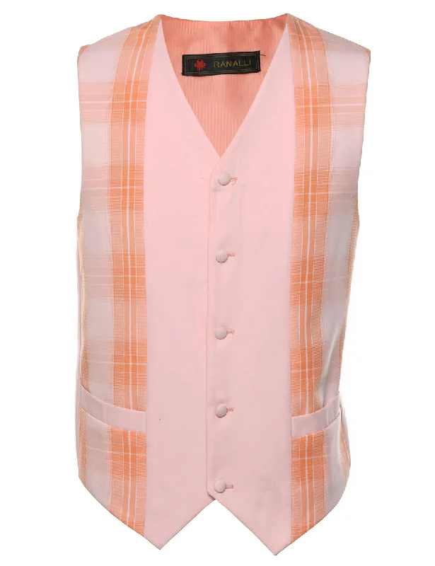 Act Fast Pink & Orange Contrast Checked Waistcoat - L