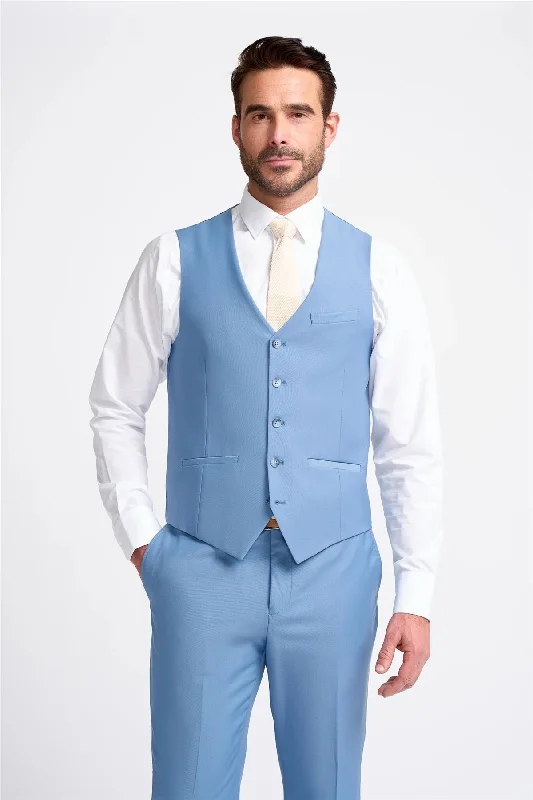 Weekend Savings Delight Men's Waistcoat Sky Blue Tailored Fit Vest