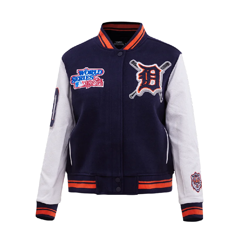 MLB DETROIT TIGERS MASHUP WOOL WOMEN'S VARSITY JACKET (MIDNIGHT NAVY/ORANGE/MIDNIGHT NAVY)