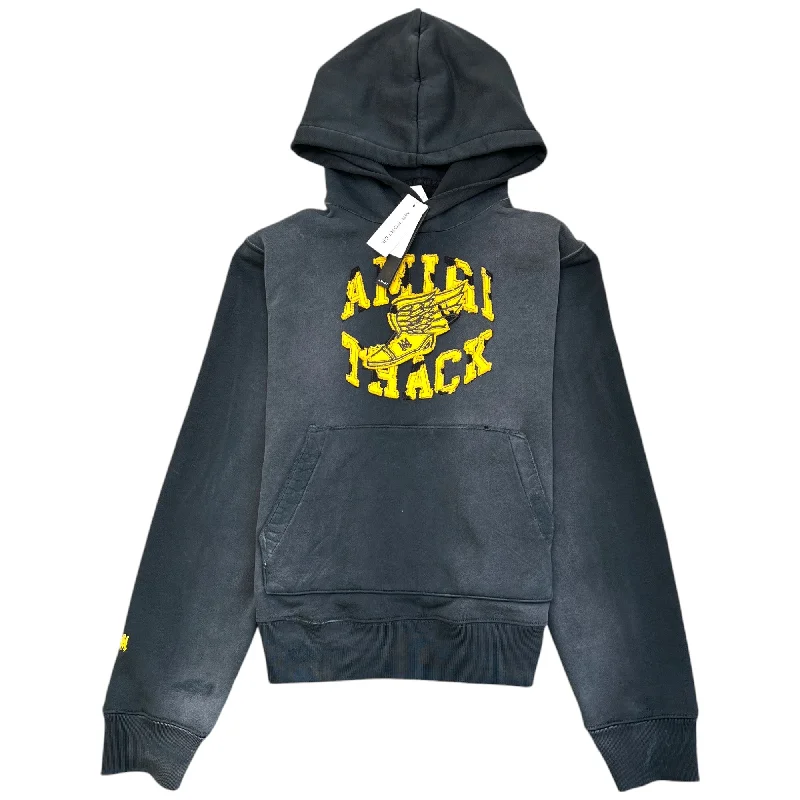 Deep Savings Men's Distressed Embroidered Logo Hoodie Black Size M
