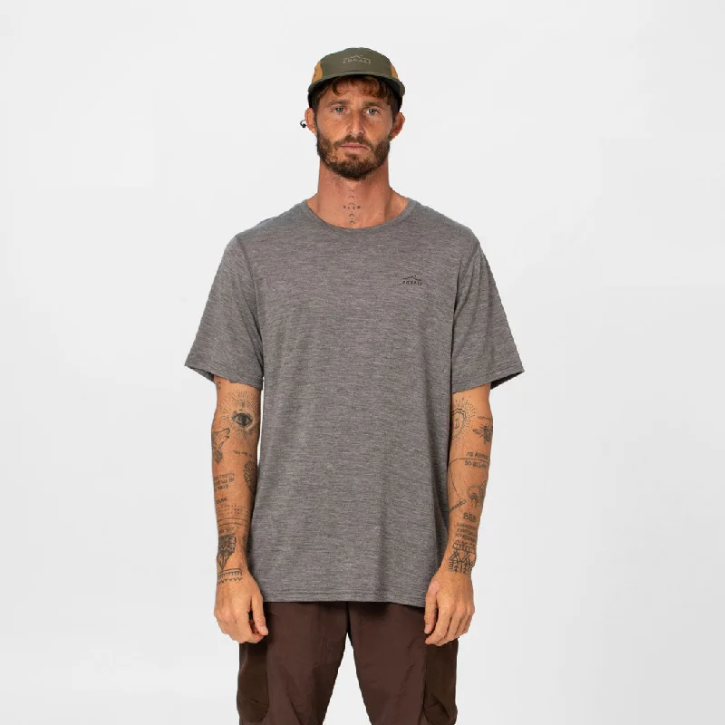 Weekend Discounts to Love Mens Merino T-Shirt Grey Marle