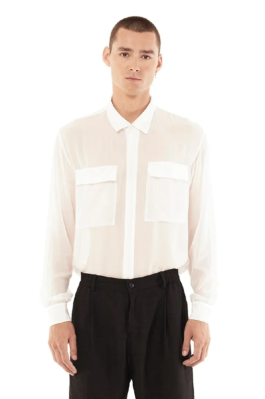 Online Deal SHEER COLLAR SHIRT IN OFF WHITE