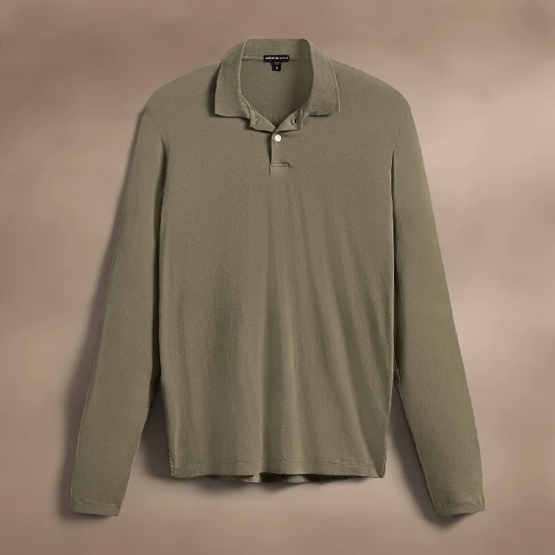 Midnight Madness Luxe Lotus Jersey Long Sleeve Polo - Peet