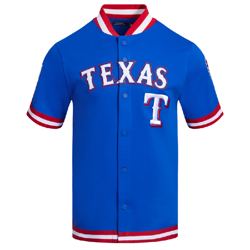 MLB TEXAS RANGERS CLASSIC MEN'S WARM UP JACKET (ROYAL BLUE/RED)