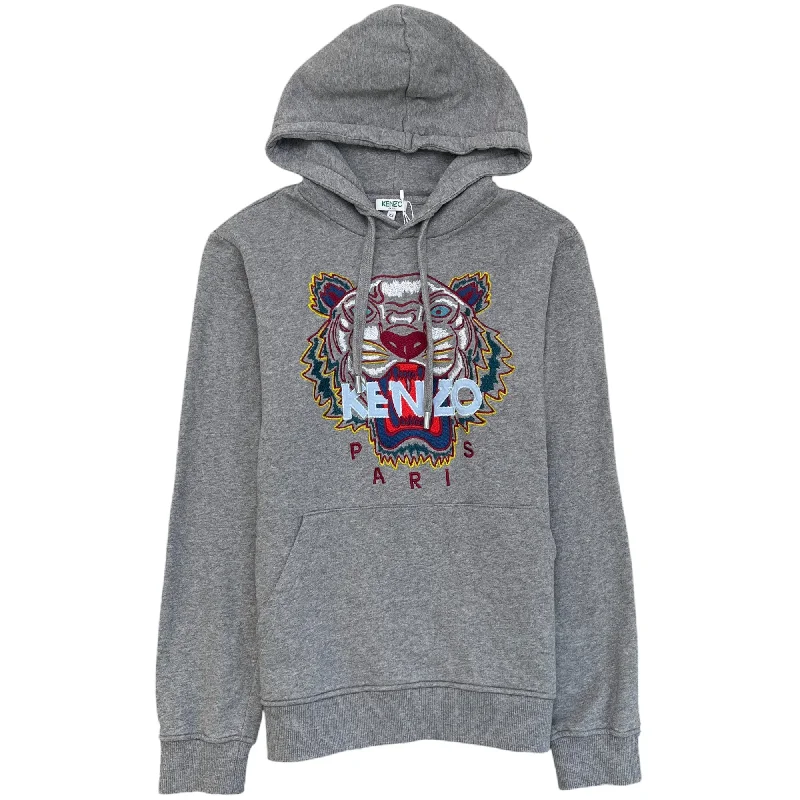 Weekend Deals That Thrill Men's Embroidered Tiger Hoodie Grey Size XS