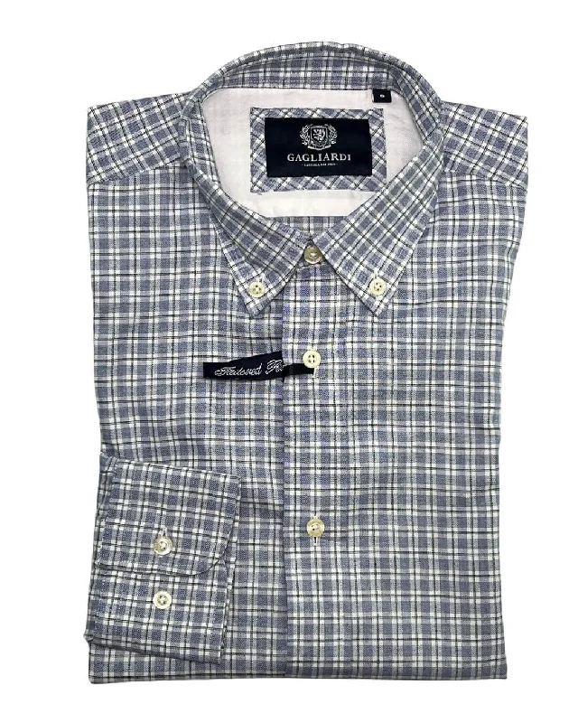 Sky Navy White Check Shirt