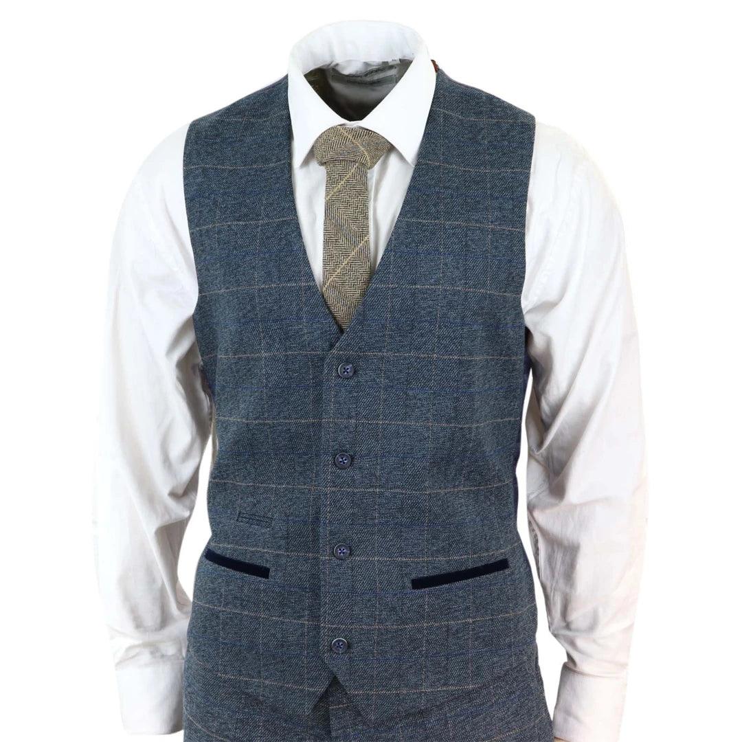 Unmissable Sale Mens Slim Fit Check Blue Scott Wistcoat Smart Casual Tweed Tan Check Navy Unmissable Sale Mens Slim Fit Check Blue Scott Wistcoat Smart Casual Tweed Tan Check Navy