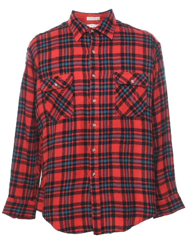 Time-Limited Offer Red Checked Shirt - XL