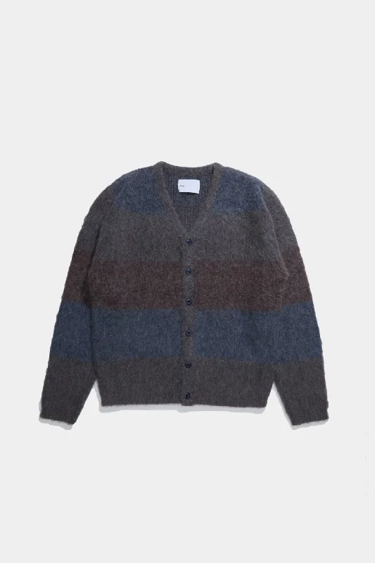 Buy Today Band Neck Cardigan - Blue Stripe