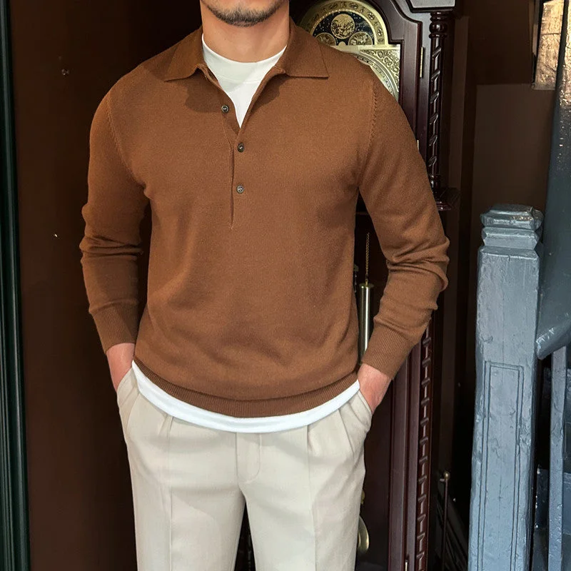 Shop the Weekend Away Maurizio Long Sleeve Knitted Collar Polo