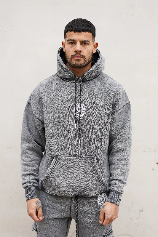 Weekend Discounts to Love Light Grey Acid Wash Hoodie
