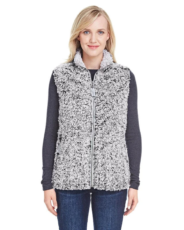 J America Ladies Epic Sherpa Vest | Black Heather