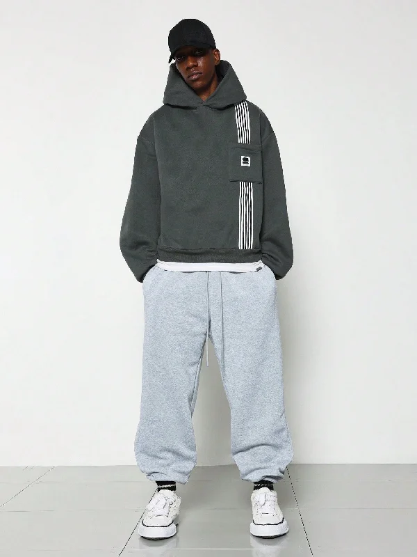 Weekend Specials You Can't Miss Regular Fit Overhead Hoodie With Stripe And Patch