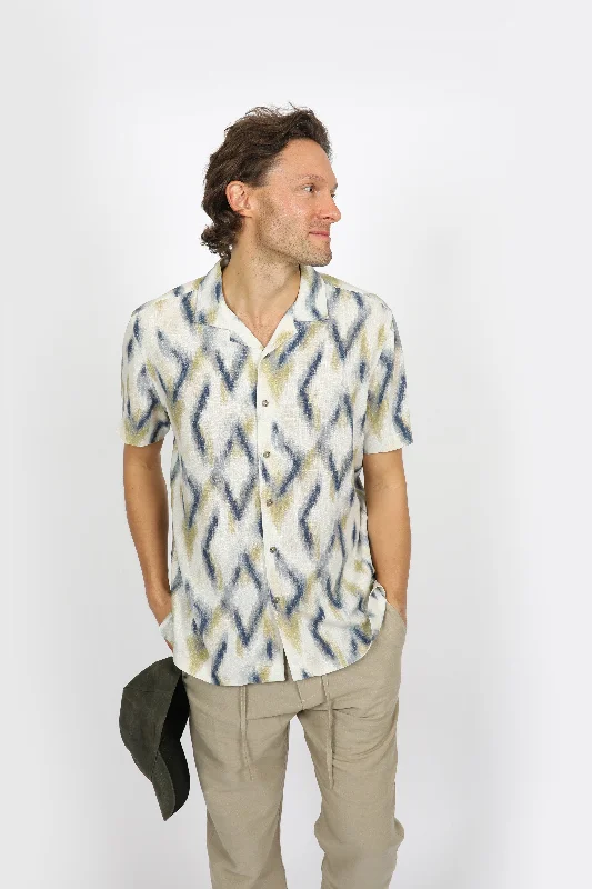 Relaxed Fit Ikat Cuban Collar Shirt