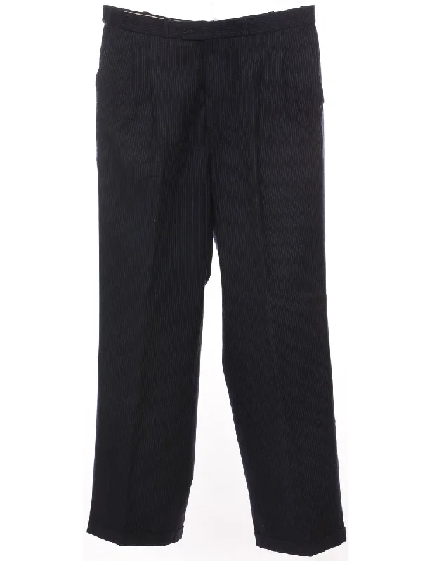Weekend Deals to Make You Happy Pinstriped Navy Tapered Trousers - W34 L32