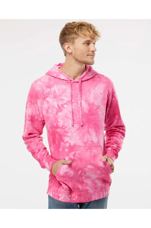 Weekend Offers That Tempt Independent Trading Co. Mens Tie-Dye Hooded Sweatshirt Hoodie w/ Pouch Pocket - Pink