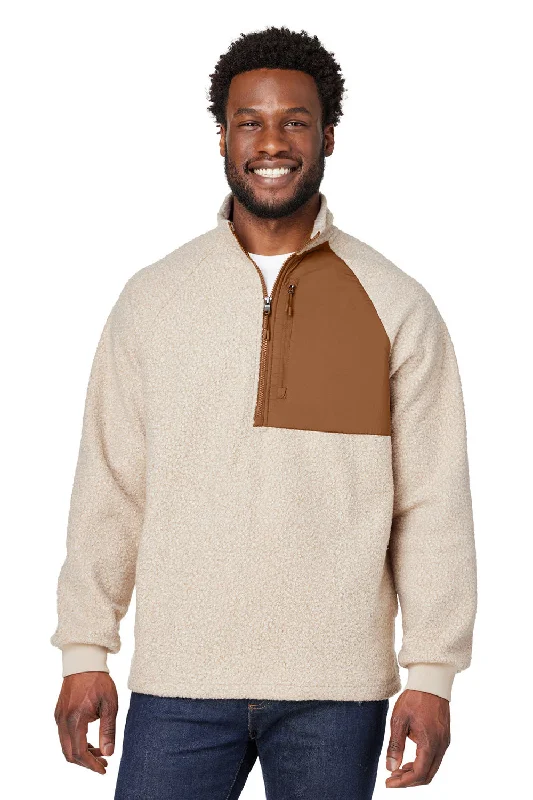 Flash Sale North End Mens Aura Sweater Fleece 1/4 Zip Sweatshirt w/ Pockets - Heather Oatmeal/Teak