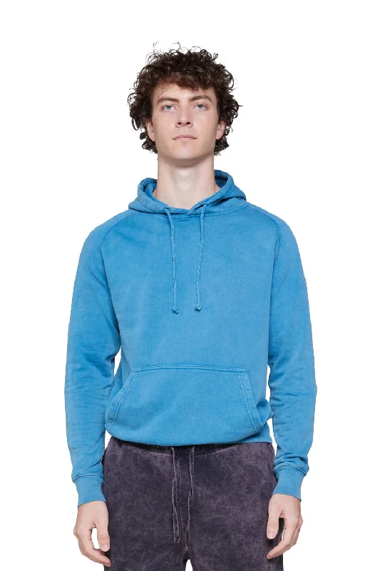 Unwind with Weekend Discounts Lane Seven Mens Vintage Raglan Hooded Sweatshirt Hoodie w/ Pouch Pocket - Vintage Lake Blue