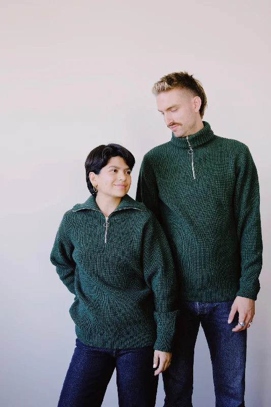 Weekend Discounts to Snag unisex knit troyer - moss green