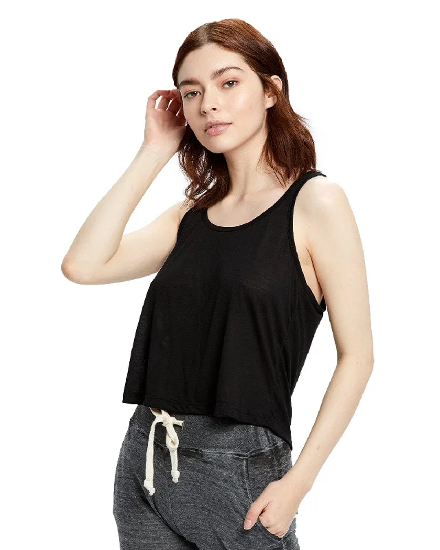 Year-End Deals US Blanks Ladies Sheer Cropped Racer Tank | Black