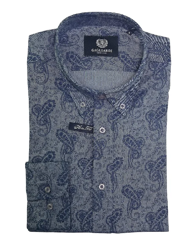 Denim Printed Paisley Shirt