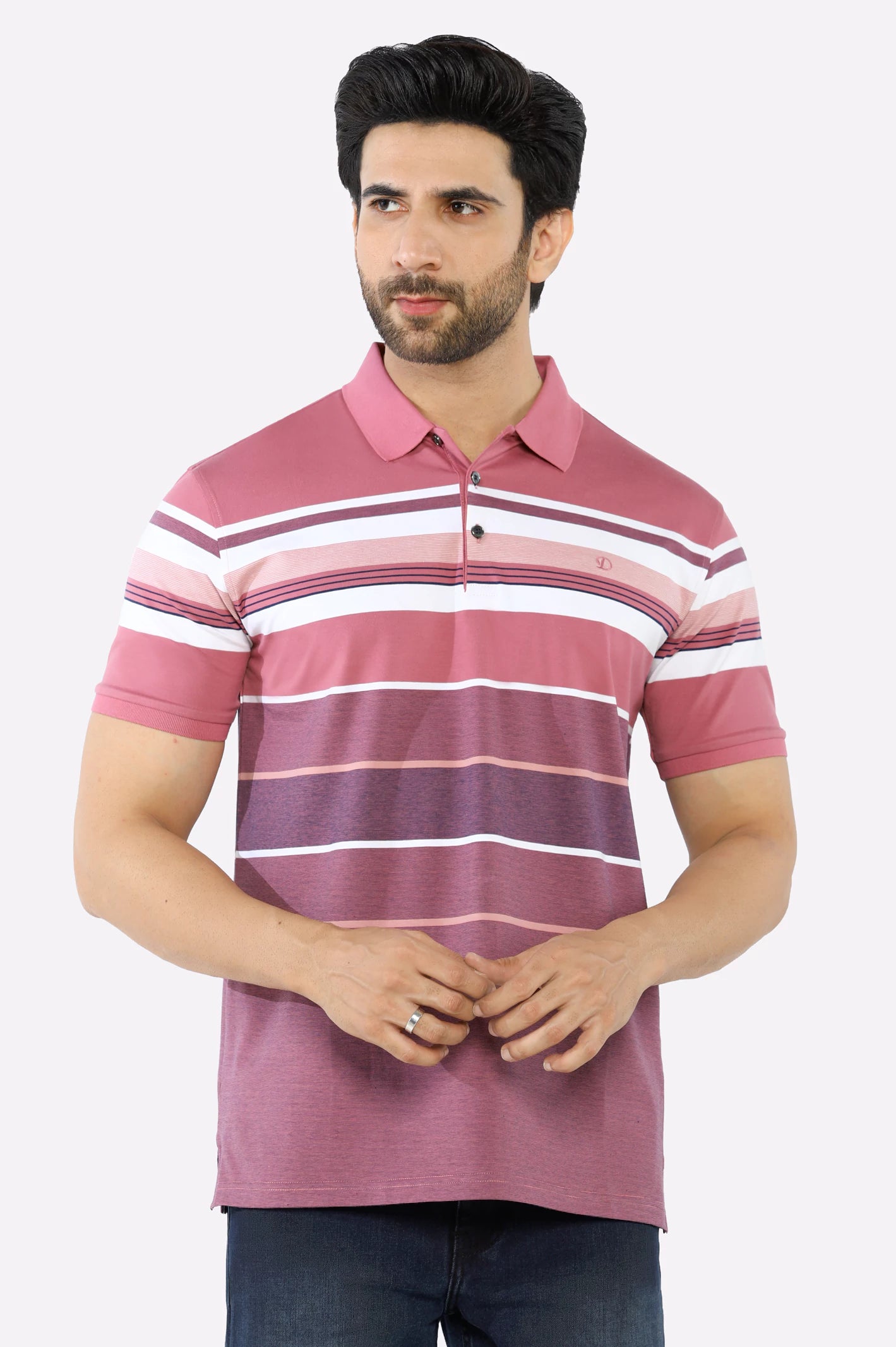 Pink Yarn Dyed Polo