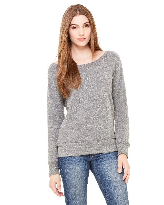 Bella+Canvas Ladies Triblend Sponge Fleece Wide Neck Sweatshirt | Grey Triblend