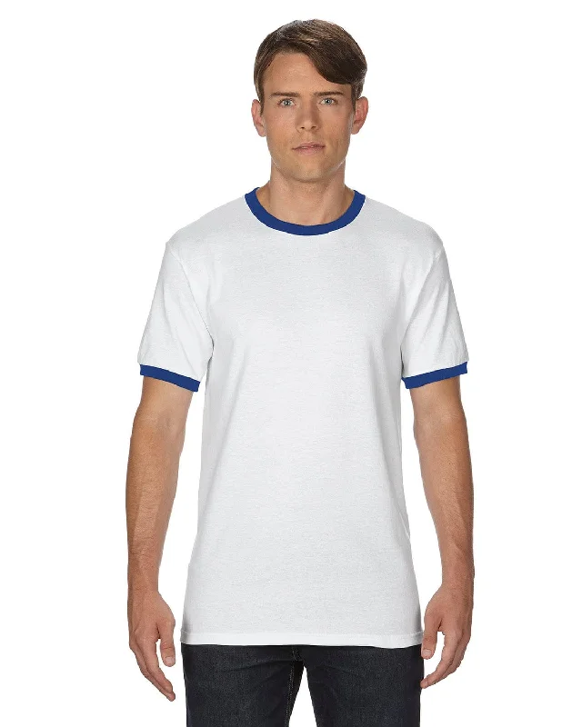 Gildan DryBlend Ringer T-Shirt | White/ Royal