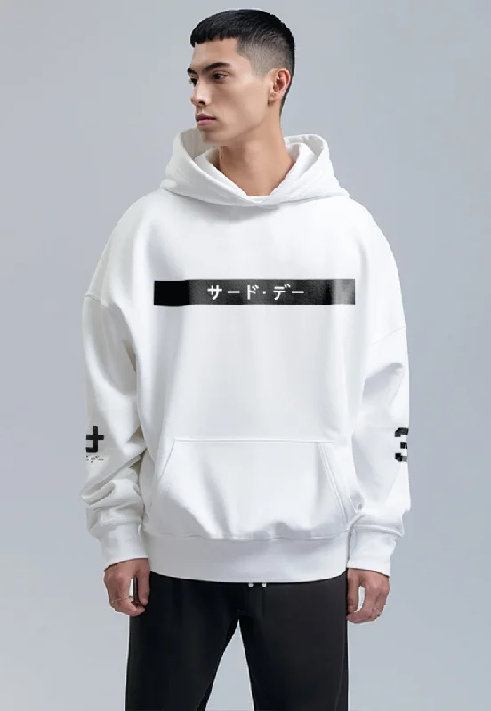 Closeout Deal MOA75 Hoodies Premium ScubaLux Anti Kusut Waterproof "Katakana Inv" Putih