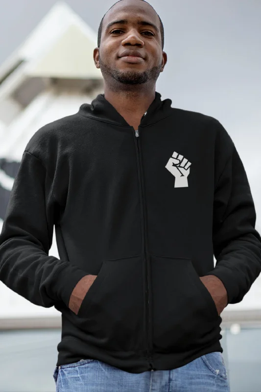Epic Value Raised Fist Premium Zipper Black Hoodie