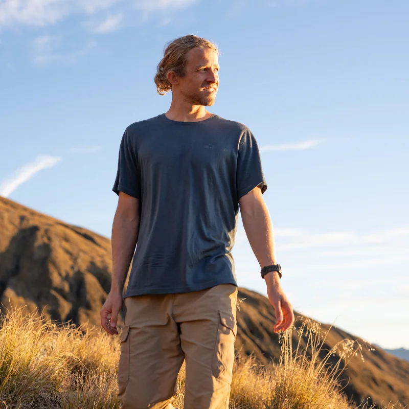 Weekend Bargains to Celebrate Mens Merino T-Shirt Blue