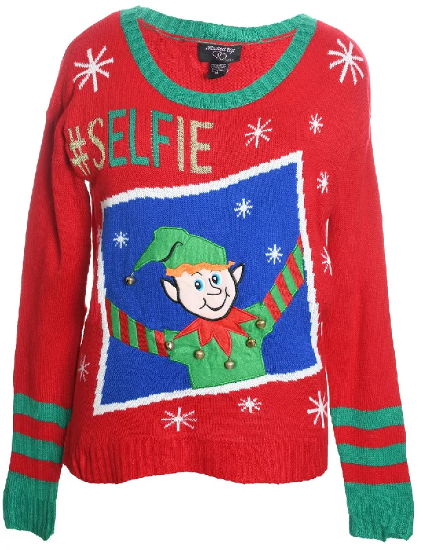 Don't Miss Out Red Festive Christmas Jumper - M