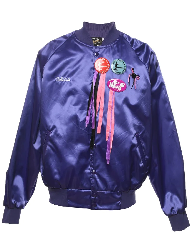 Weekend Specials to Snag Purple Printed Dance Design Bomber Jacket - L