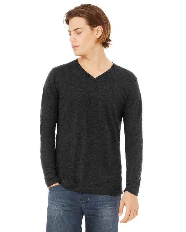 Bella+Canvas Long Sleeve V-Neck T-Shirt | Char-black Trib