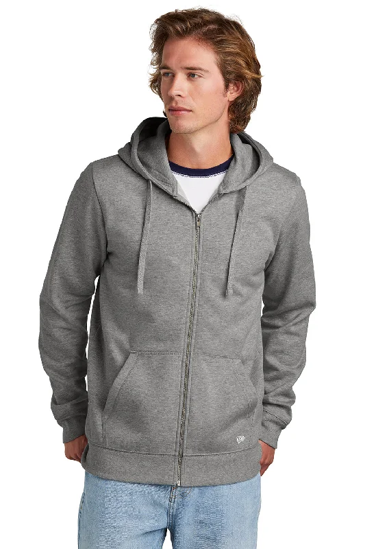 Act Fast New Era Mens Comeback Fleece Full Zip Hooded Sweatshirt Hoodie w/ Pockets - Heather Dark Grey