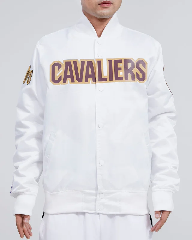 Special Offer NBA CLEVELAND CAVALIERS TEAM BIG LOGO MEN'S SATIN JACKET (WHITE)