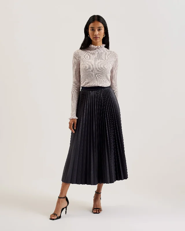 Value Pack Liydah Faux Leather Pleated Skirt Navy
