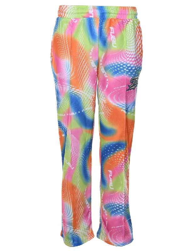 Hurry In Psychedelic Print Multi-Colour Track Pants - W30 L30