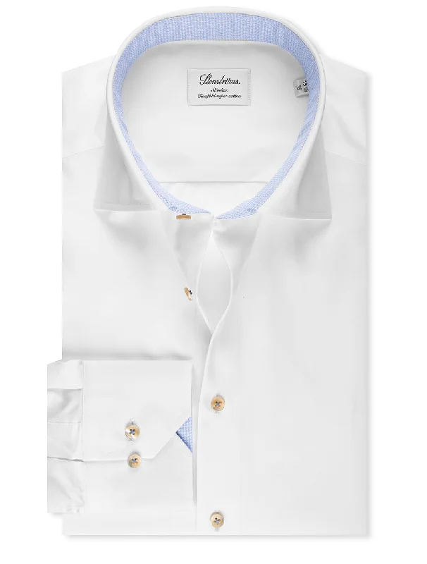 Year-End Deals Contrast Collar Slim Fit Shirt White