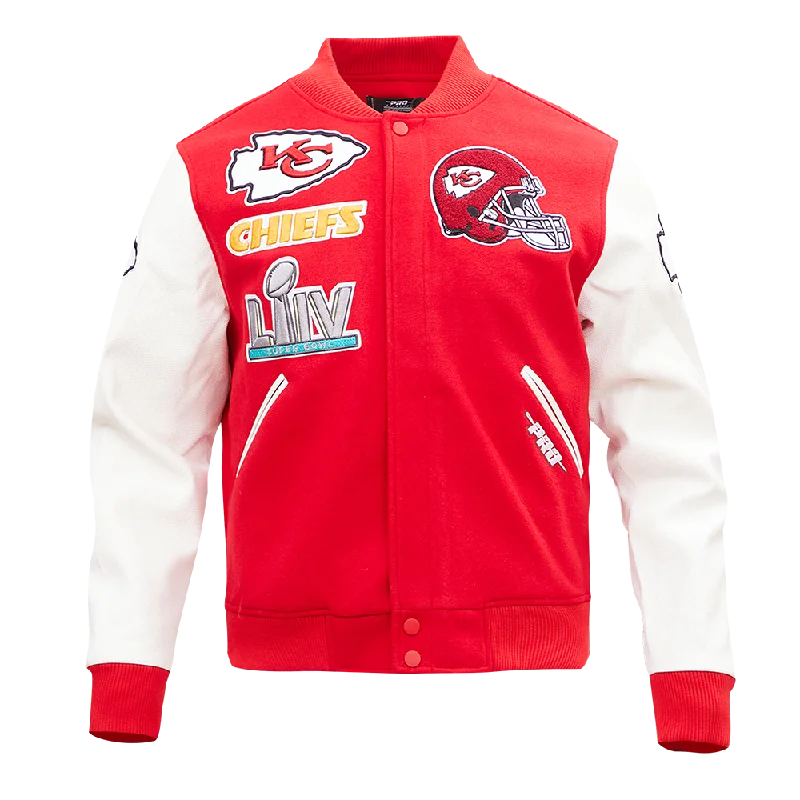 Cash Savings NFL KANSAS CITY CHIEFS MASH UP WOOL VARSITY JACKET (RED / WHITE)