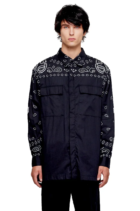 Flash Sale BANDANA COLLAR SHIRT IN BLACK