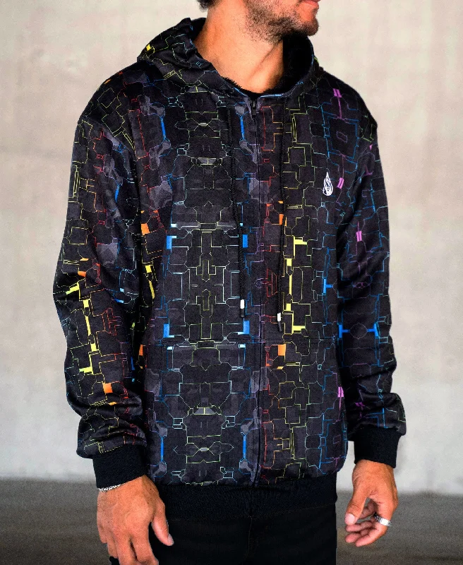 Stock Up Fractured Rainbow Sherpa Hoodie by Glass Crane