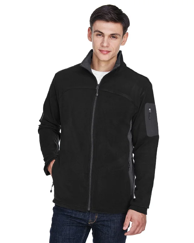 North End Mens Full-Zip Microfleece Contrast Jacket | Black